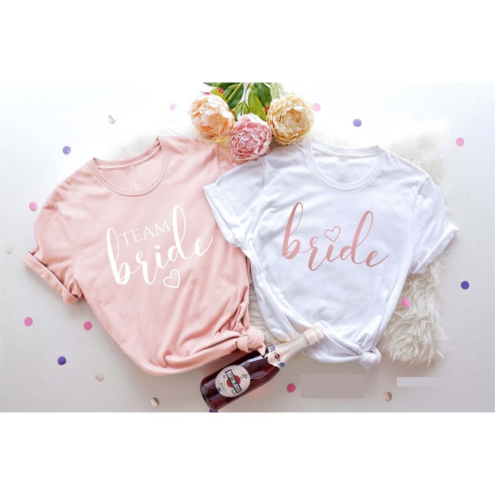 Bride And Team Bride Women's T-shirt Bachelorette Party Tee Bridal Shower Shirt Fashion Feminist Wedding Gift Tops T9WI