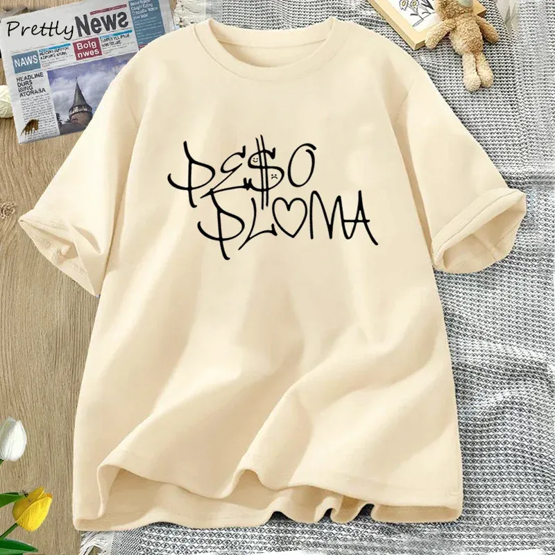 Peso Pluma Women's T-shirt Summer Short Sleeve Tee Tshirts Cotton Casual Print Short Sleeve Clothing Aesthetic Clothes Tops
