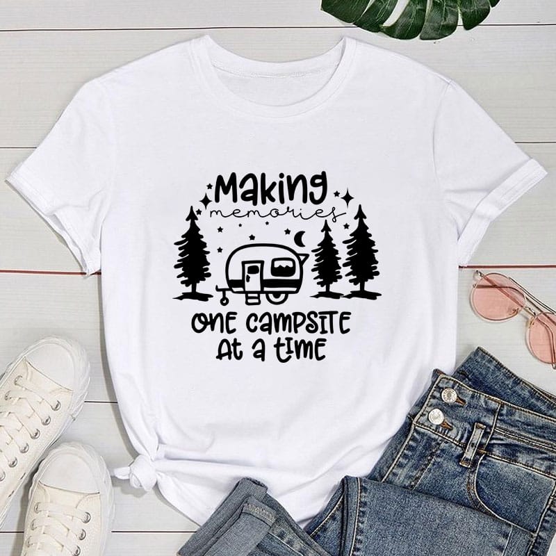 (Premium T-shirt)Hot Making One Campsite At A Time T Shirt Women'S Funny Printing T-Shirt Casual Cool Streetwear Fashion T Shirt