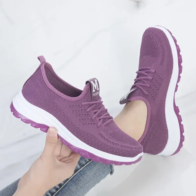 Women Sneakers Mesh Vulcanized Shoes Spring Ladies Casual Flats Sneaker Female New Fashion Comfort Light Knitting Shoes 2023