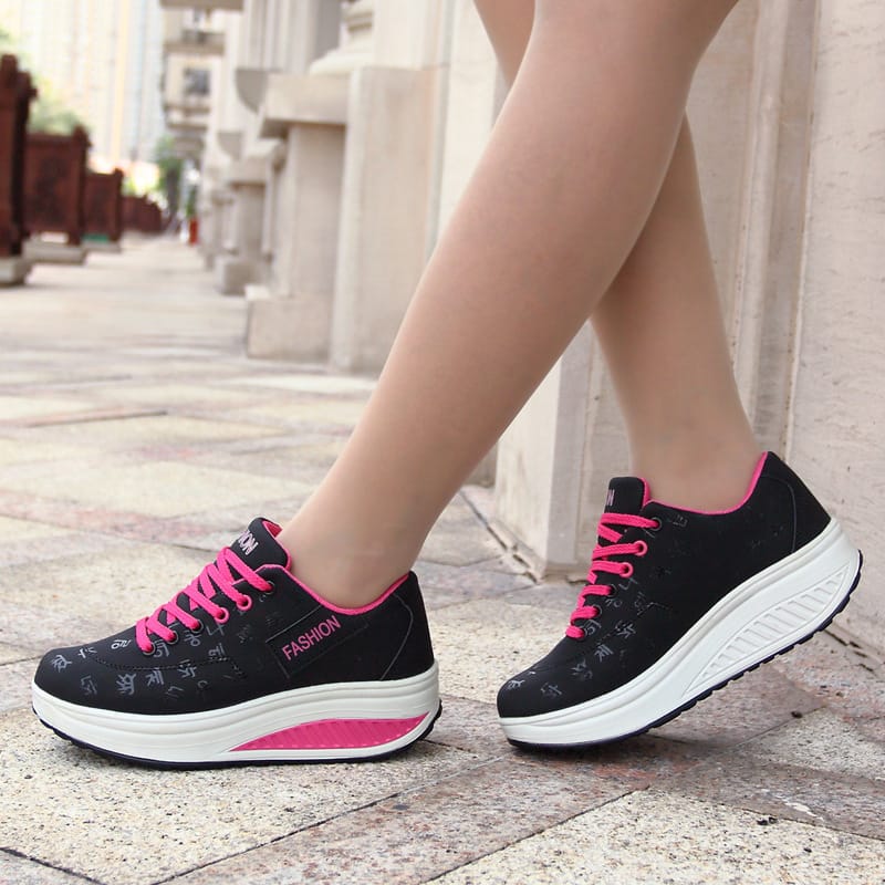 2023Autumn Running Shoes for Women Comfortable Leather Lace Up Wedges Platform Sneakers Women's Casual Shoes Vulcanized Shoes