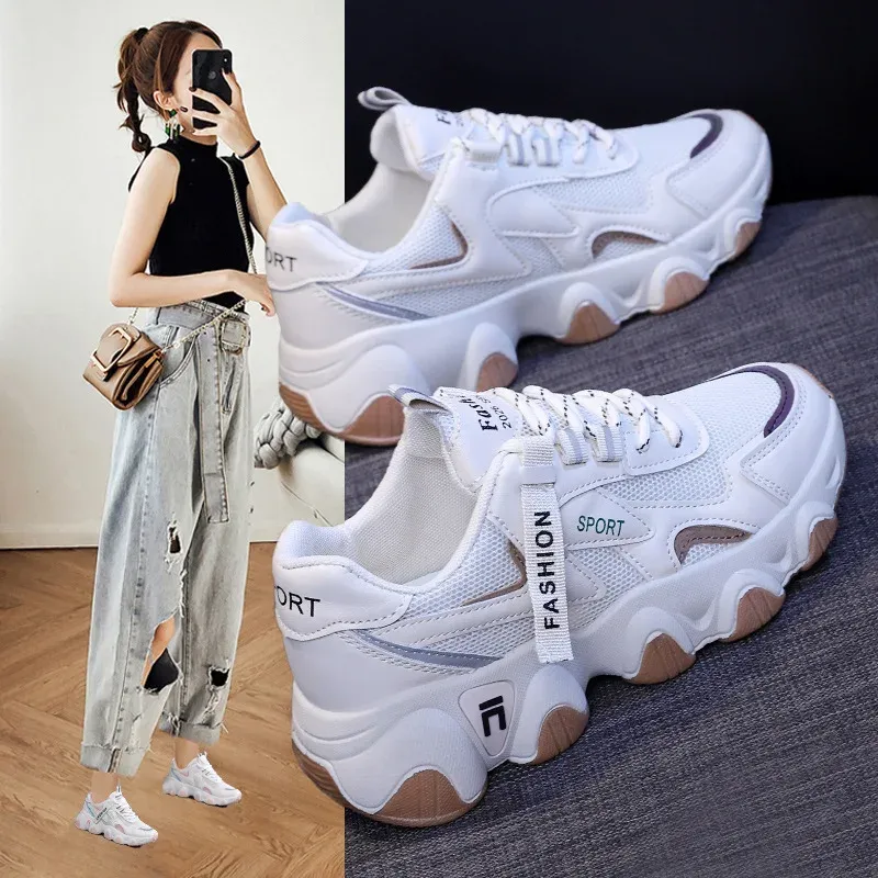 Women Vulcanize Shoes Platform Casual Sneakers Shoe Flats Mesh Breathable Running Shoes Spring Autumn Chunky Sports Tenis Shoes