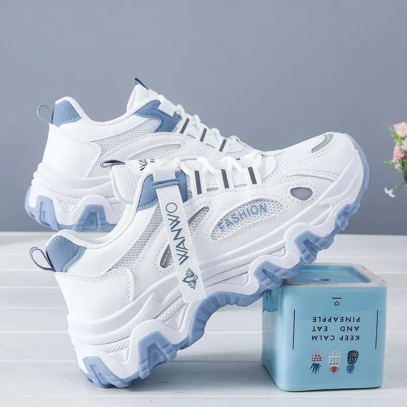 Women's Trainers New Chunky Sneakers Women Breathable Mesh Casual Shoes Sneakers Tennis Female Platform Lace Up Vulcanized Shoes