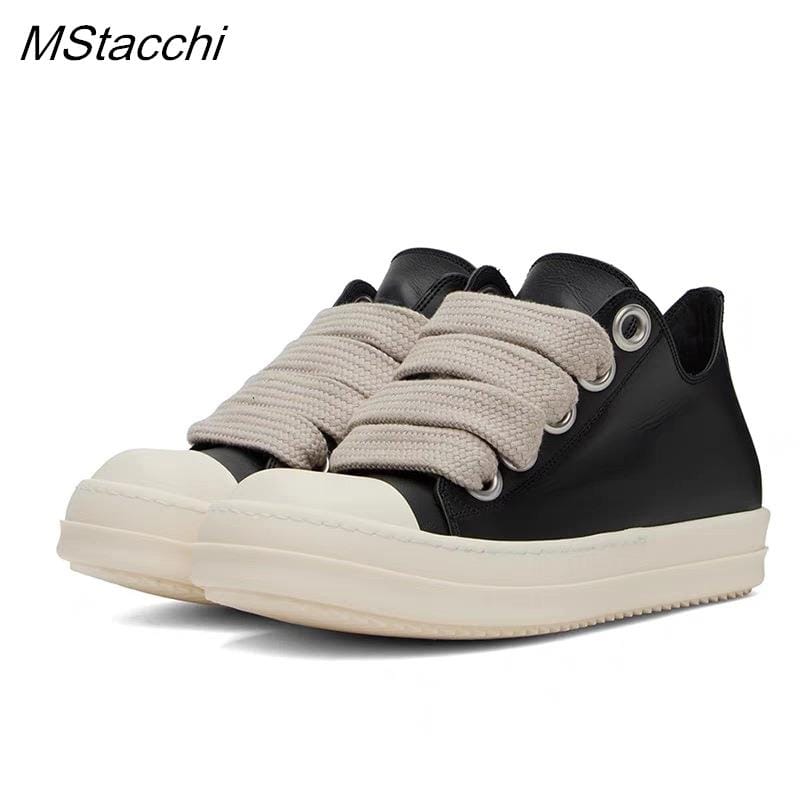 Men's Women Platform Sneakers Black Leather Zipper Lace Up Casual Shoes Thick Bottom Sneakers Large Size Chaussure Femme 2024