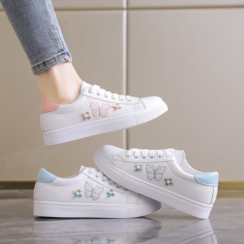 New Spring Breathable Flat Sole Shoes with Leather Lace Up Sports Fashion Casual Little White Shoes