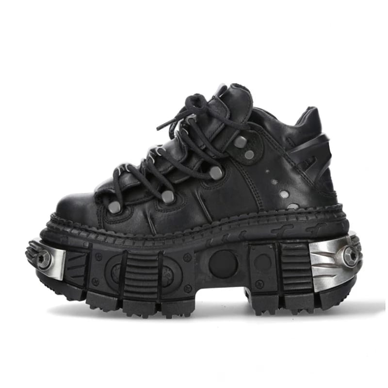 Fashion Brand Design Quality Women's Punk Gothic Shoes Comfortable High Heel Metal Decoration Rivet Handsome Motorcycle Boots