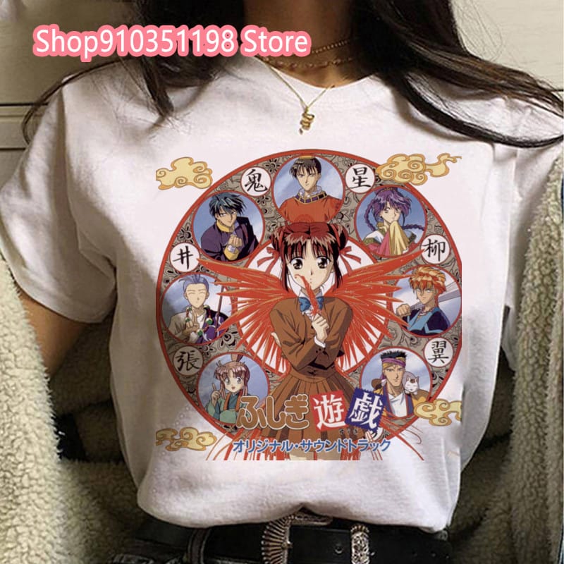 New Women's Cute Anime Fushigi Yuugi Harajuku Pattern Printed T-Shirt Female Japan Style Casual O-Neck Manga Short Sleeve Shirt