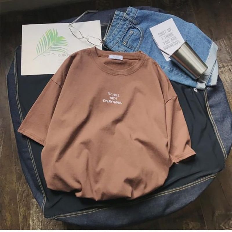 Letter Printing Chic Simple and Versatile Women's Korean Style Casual T-shirt