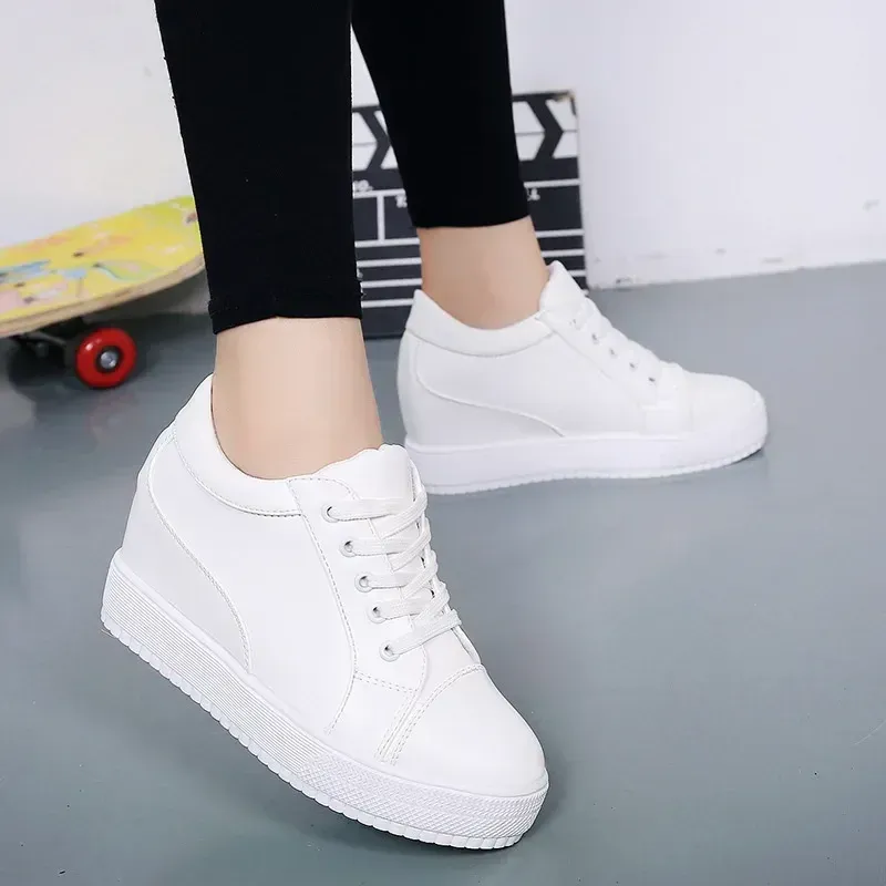 New White Hidden Wedge Heels Sneakers Casual Shoes Woman High Platform Shoes Women's High Heels Wedges Shoes for Womenbn