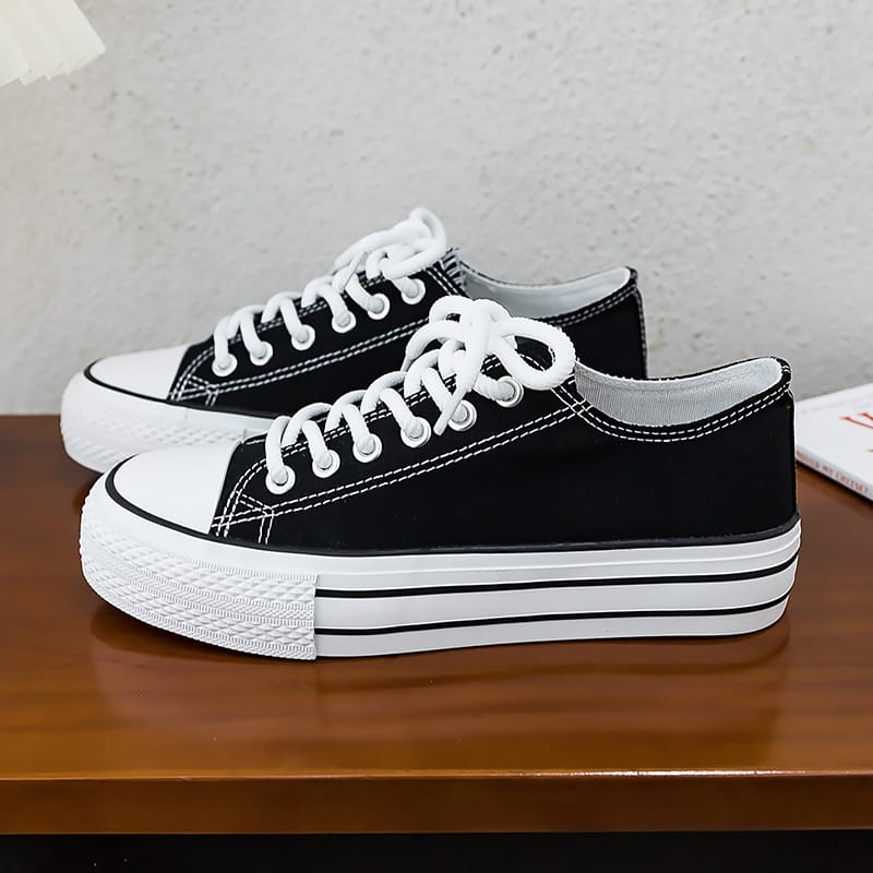 Hot Sales Thick-soled Canvas Shoes 2023 Spring Ins New Preppy Women's Fashion Shoes Wholesale Soft Soled Shoes Zapatos De Mujer