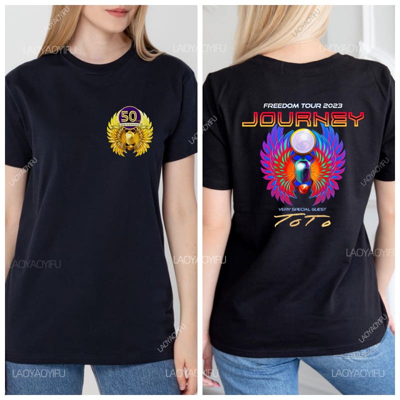 Journey Band Harajuku Freedom Tour Tops Y2k Clothing Women's T-shirt Streetwear Men Graphic Shirts Men's T-shirts Funny Tees