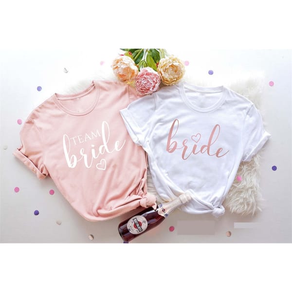 Bride And Team Bride Women's T-shirt Bachelorette Party Tee Bridal Shower Shirt Fashion Feminist Wedding Gift Tops T9WI
