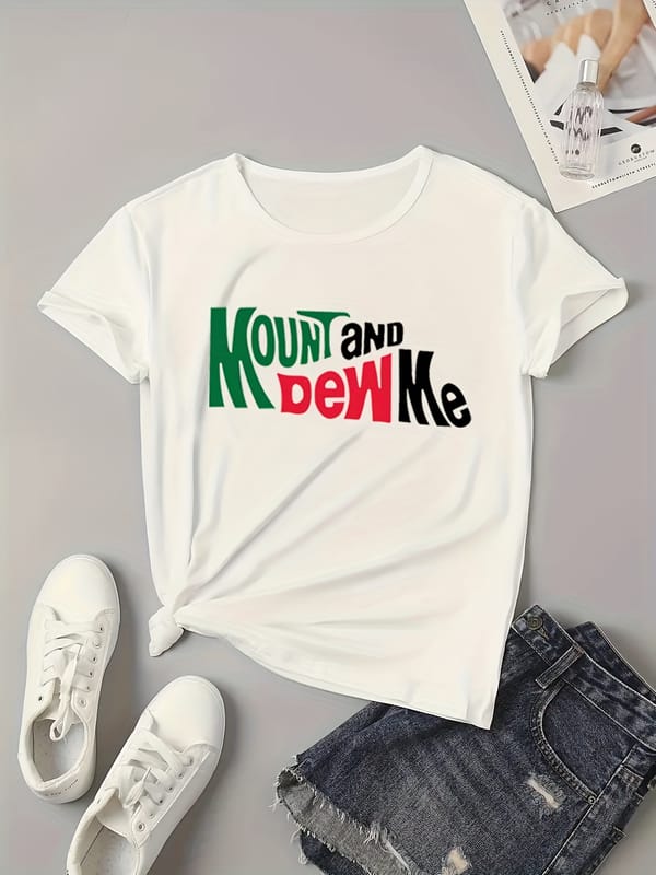 Letter Pattern Summer Tee - Women's Casual T-Shirt