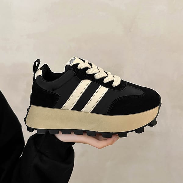 New Black Women Platform Casual Sneakers Shoes Vintage Versatile Thick Sole Dad's Shoes Fashion Designer Vulcanize Shoes