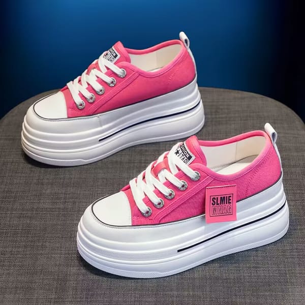 2024 New Woman Platform Sneakers Wedge Shoes Female 8cm Height Increasing Ladies Breathable Cloth Casual Shoes Canvas Shoes