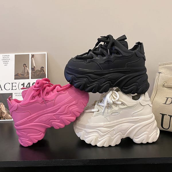 New High Platform Sneakers Women Thick Sole Sports Ladies Trainers Vulcanized Shoes Woman Chunky Sneakers Zapatillas Mujer 8.5CM