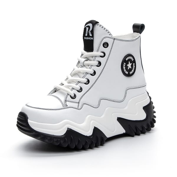 Shoes Woman Women's Sports Shoes 8CM Increase Leather White Shoe Autumn Casual Sneaker Platform Women Running Shoes Ladies Shoes