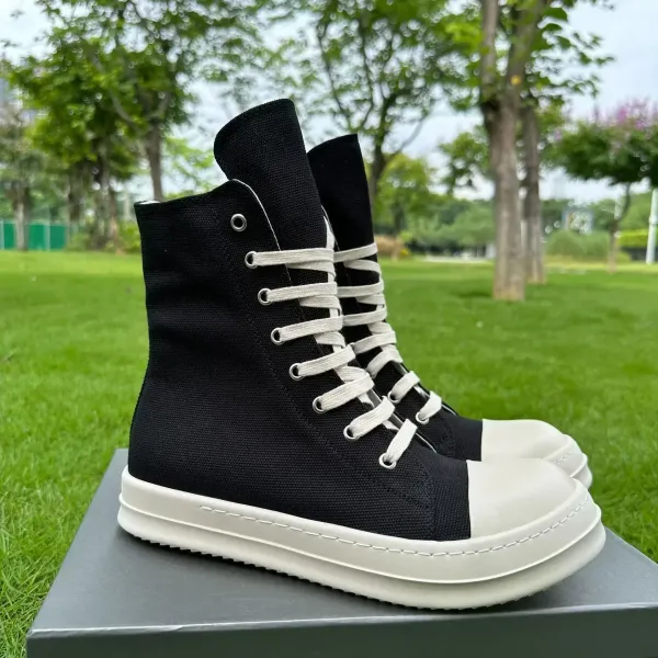 Brand High Quality designer High Top Board Shoes Thick Sole Heightened Black Shoes Versatile Canvas Shoes O-Wen  Women's Boots