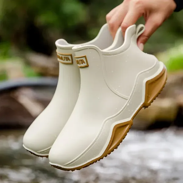 Fashion Low Top Couple's Rain Boots Men's Non-slip Chef and Work Shoe Car Wash Shoes Wear-resistant Velvet Plus Warm Water Boot