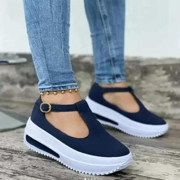 Women Shoes 2022 Fashion Size 43 Casual Platform Shoes Round Toe Flat Loafers Women Buckle Wedge Women's Shoes Zapatillas Mujer