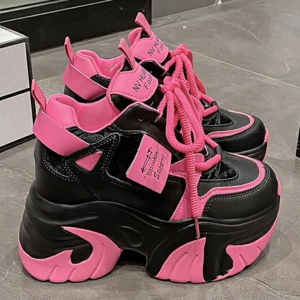 High Platform Sneakers Women 2023 Thick Sole Sports Ladies Trainers Vulcanized Shoes Woman Chunky Sneakers Zapatillas Mujer 10CM