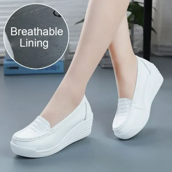 Women Wedge Platform Shoes Fashion Comfortable Increase Casual Slip-on Women's Loafers Summer Hollow Out Breathable Shoes 2024