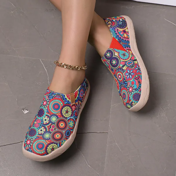 2024 New Women Print Breathable Sneakers Woman Slip-on Light Non-slip Flats Ladies Soft Bottom Casual Sports Shoes Platform Shoe