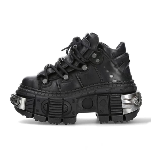 Fashion Brand Design Quality Women's Punk Gothic Shoes Comfortable High Heel Metal Decoration Rivet Handsome Motorcycle Boots