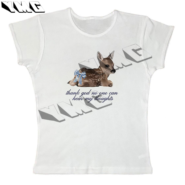 Y2k crop exposed women's Harajuku T-shirt Gothic cute deer print Harajuku street decoration T-shirt summer sexy women's clothing