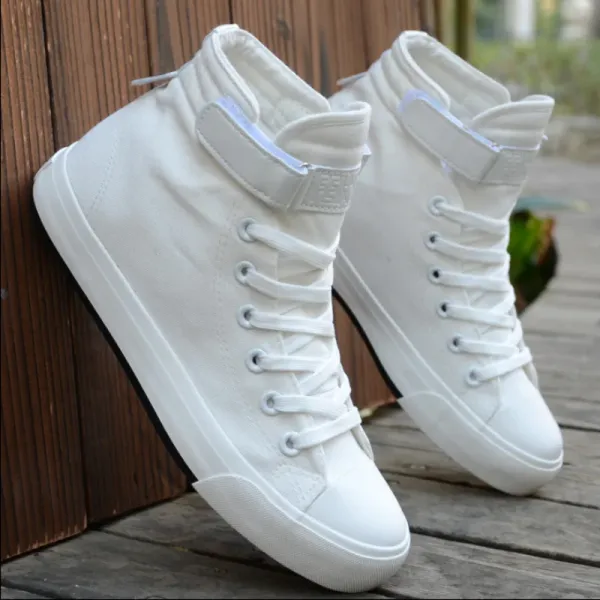 Men Shoes High Top White Canvas Shoe 2024 Summer New Mens Sneakers Fashion Breathable Canvas Sneakers Non-slip Flat Casual Shoes