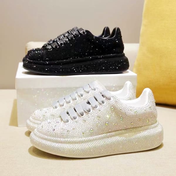 Diamond Sequins Women's Sneakers Platform Vulcanized Shoes Light Breathable Casual Shoes New 2022 Fall Luxury Shoes for Women