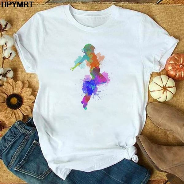 Women 2021 Summer Short Sleeve Color dancer Printed Fashion Lady T-shirts Top T Shirt Ladies Women's Graphic Female Tee T-Shirt